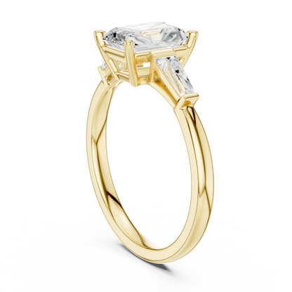 Radiant Three Stone Ring