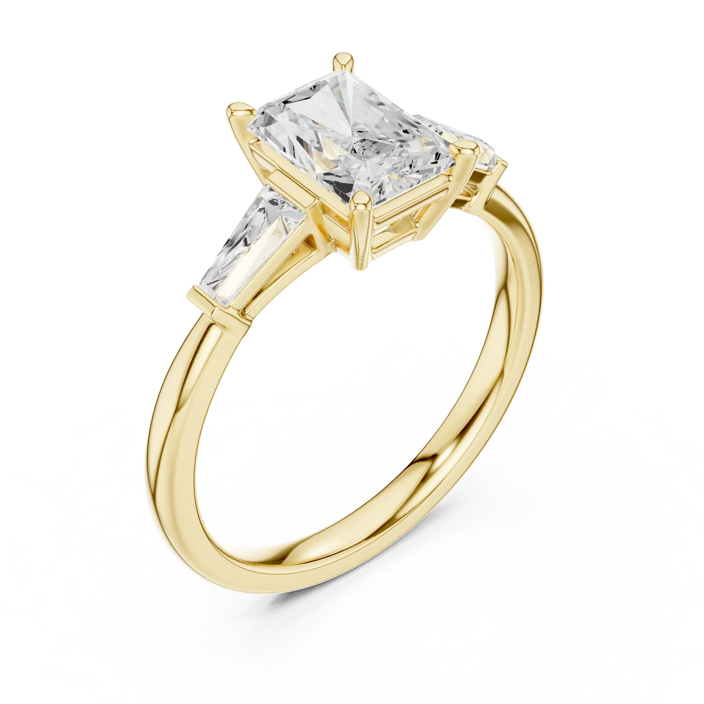 Radiant Three Stone Ring