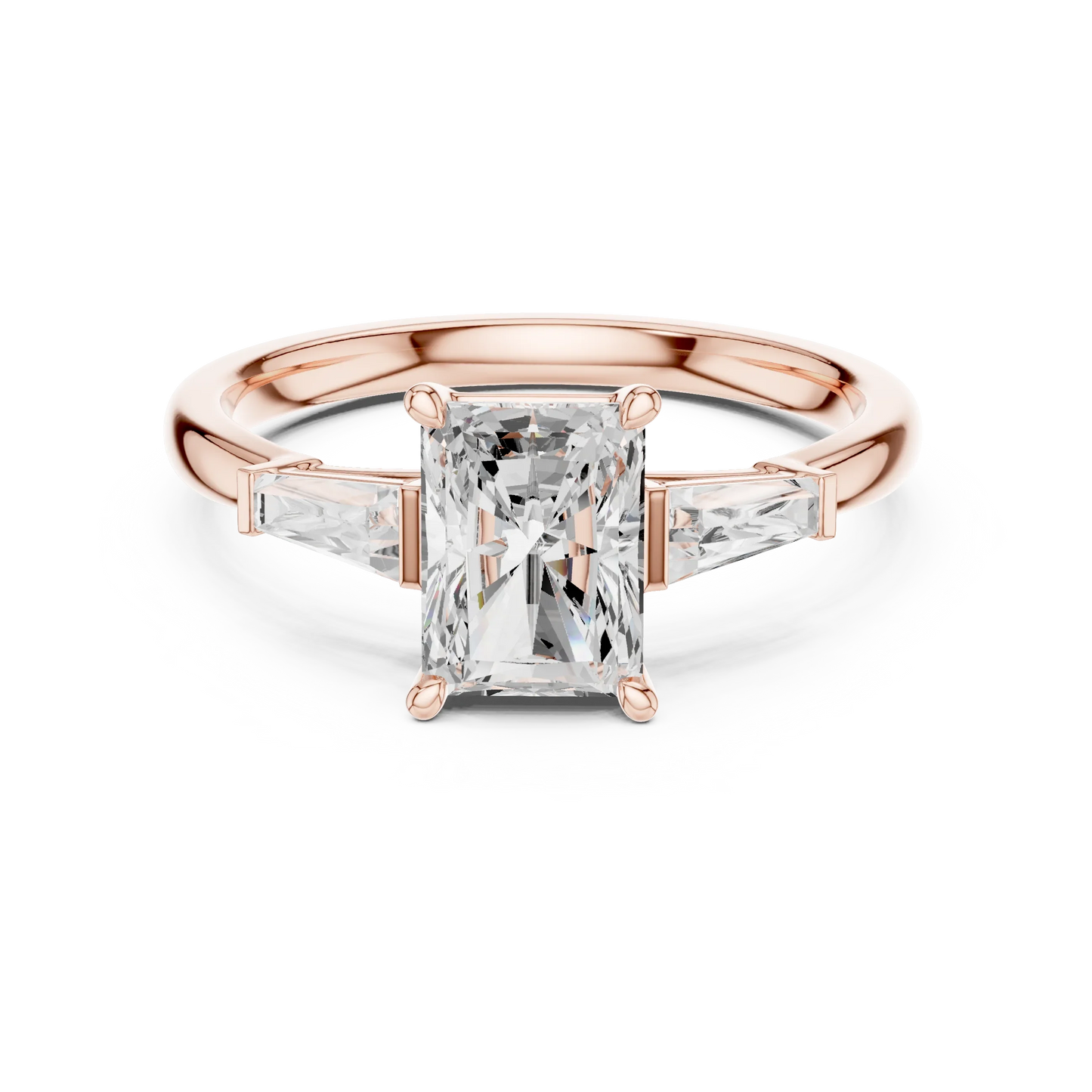 Radiant Three Stone Ring