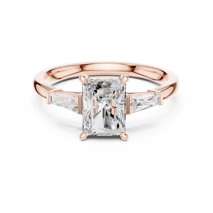 Radiant Three Stone Ring