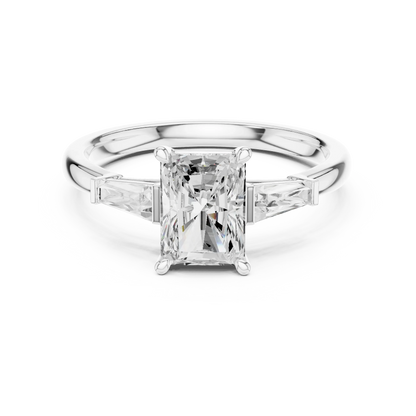 Radiant Three Stone Ring