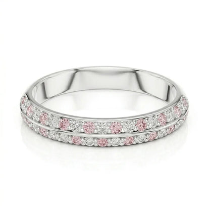 Double row pink and white diamond pave eternity band in white gold with lab-grown diamonds – Australia