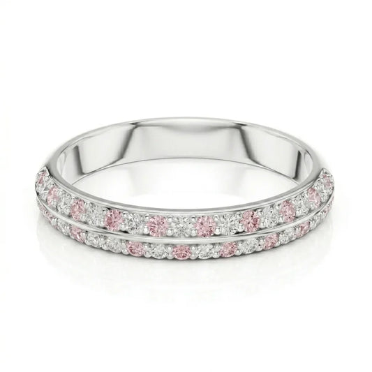 Double row pink and white diamond pave eternity band in white gold with lab-grown diamonds – Australia