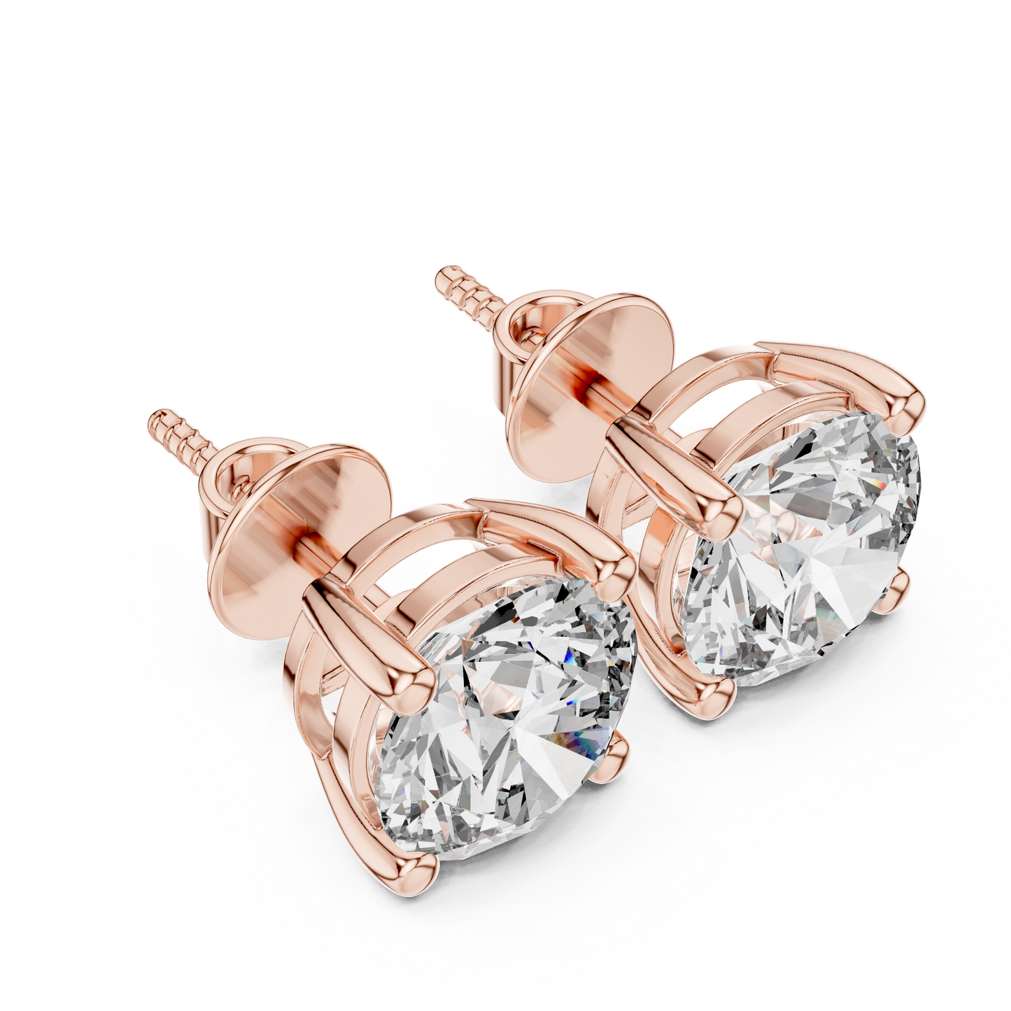 Classic Round Solitaire Diamond Stud Earrings
