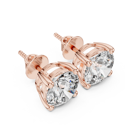 Classic Round Solitaire Diamond Stud Earrings
