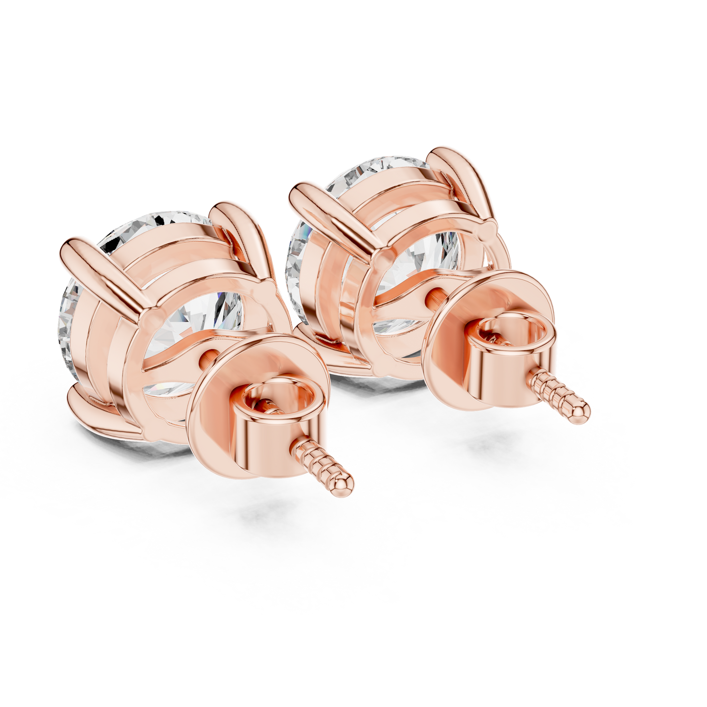 Classic Round Solitaire Diamond Stud Earrings