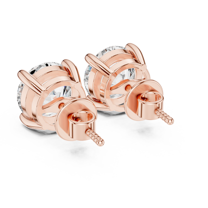 Classic Round Solitaire Diamond Stud Earrings