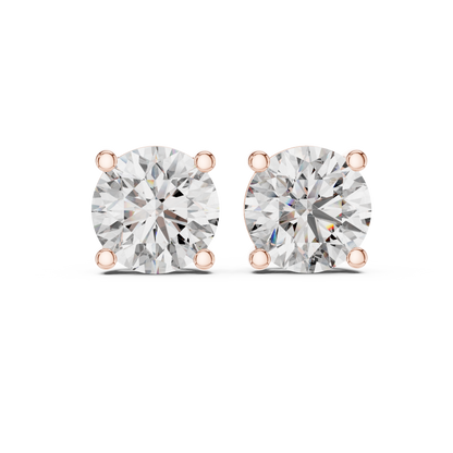 Classic Round Solitaire Diamond Stud Earrings