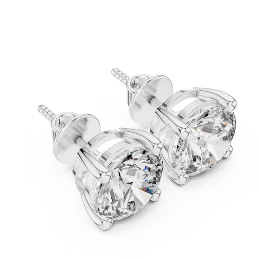 Classic Round Solitaire Diamond Stud Earrings