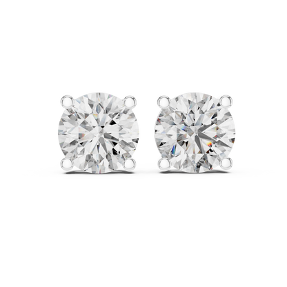 Classic Round Solitaire Diamond Stud Earrings