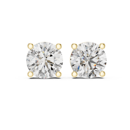 Classic Round Solitaire Diamond Stud Earrings