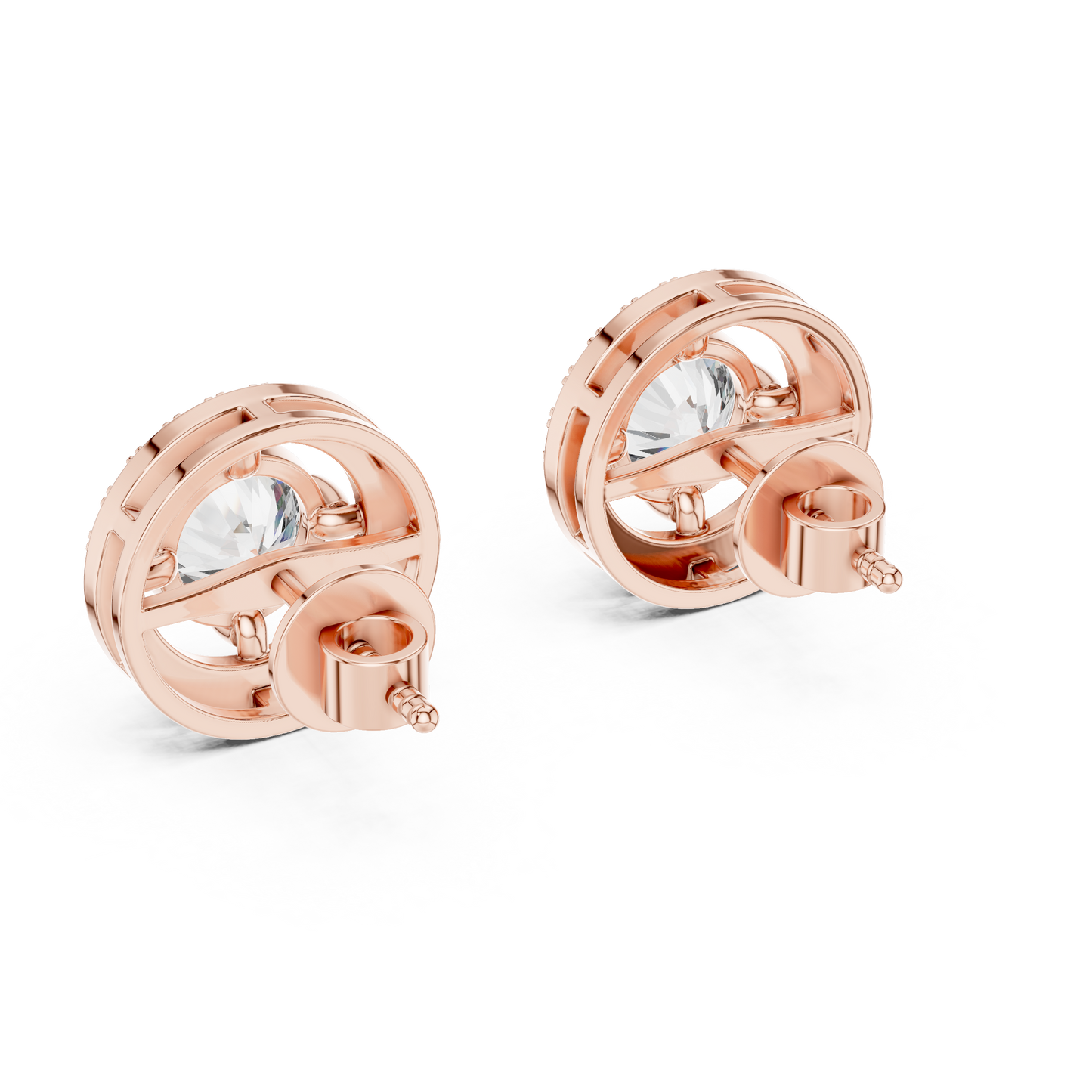 Round Halo Diamond Stud Earrings