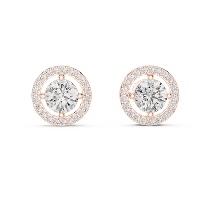 Round Halo Diamond Stud Earrings