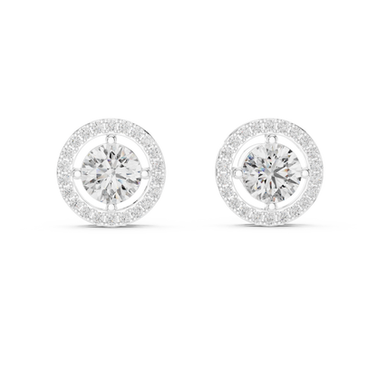 Round Halo Diamond Stud Earrings