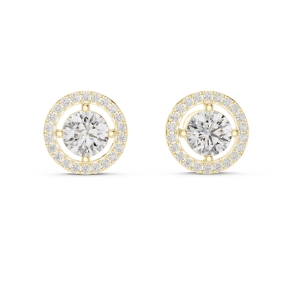 Round Halo Diamond Stud Earrings