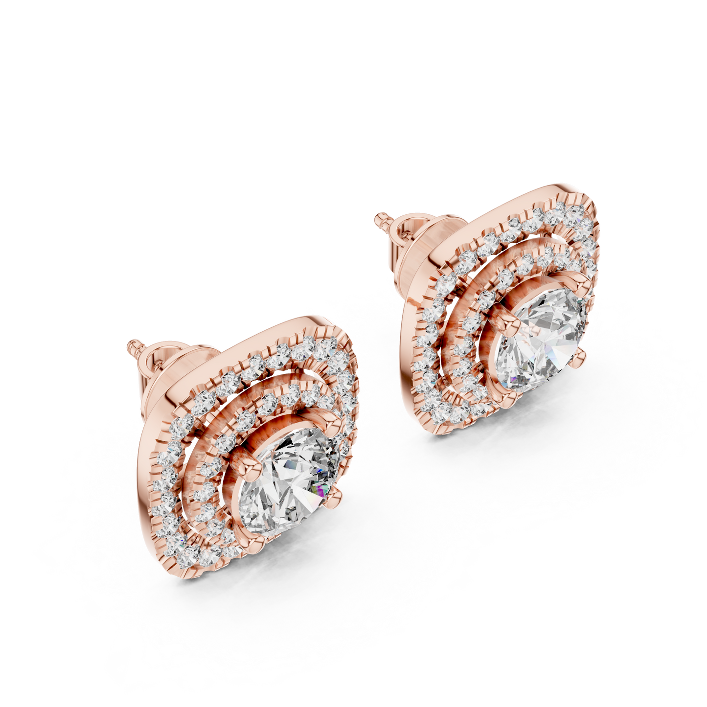 Halo Diamond Stud Earrings