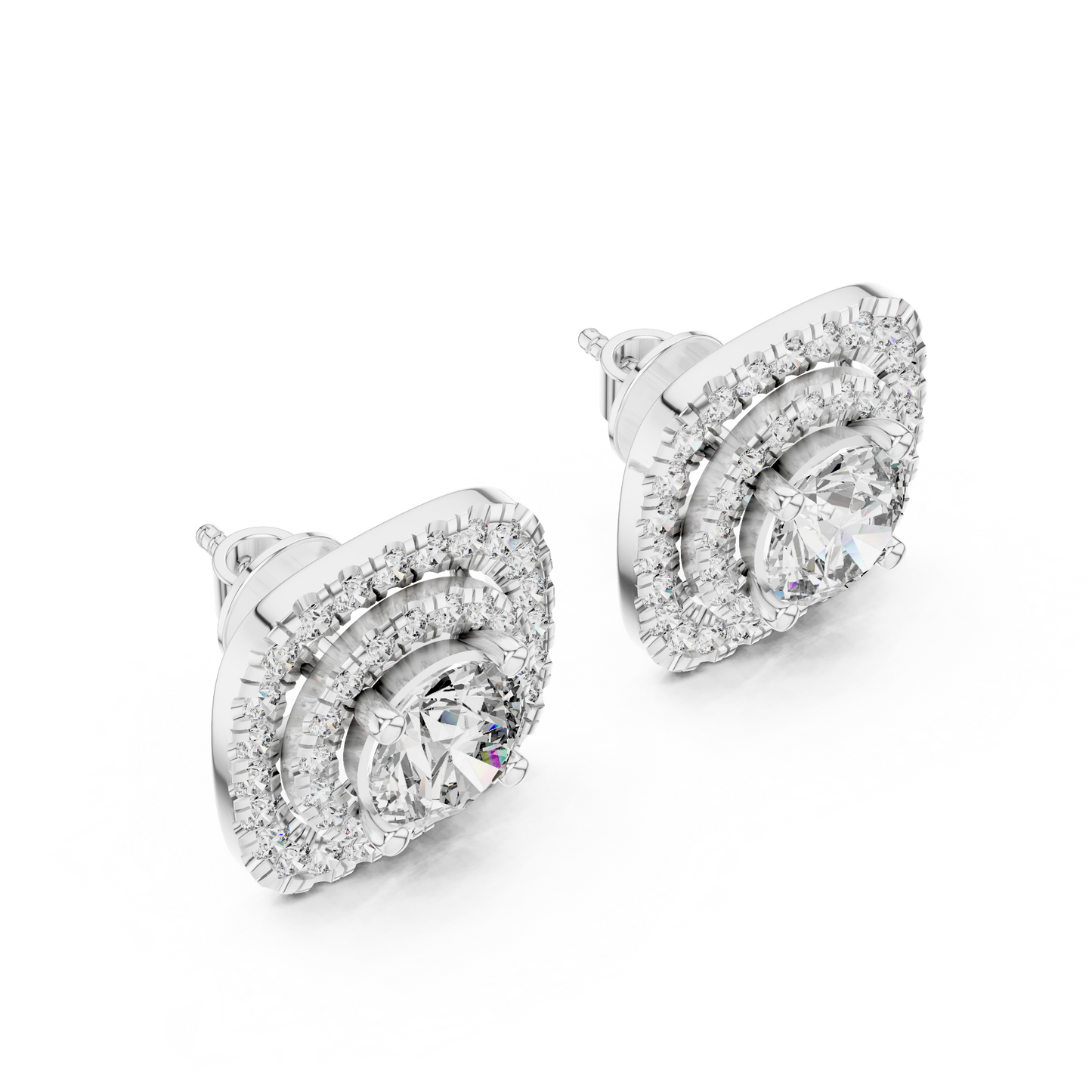 Halo Diamond Stud Earrings