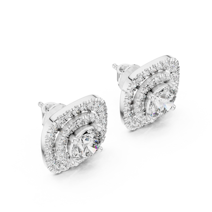 Halo Diamond Stud Earrings