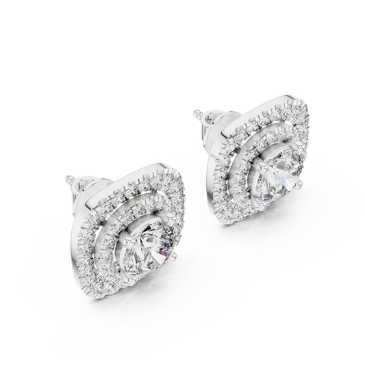 Halo Diamond Stud Earrings