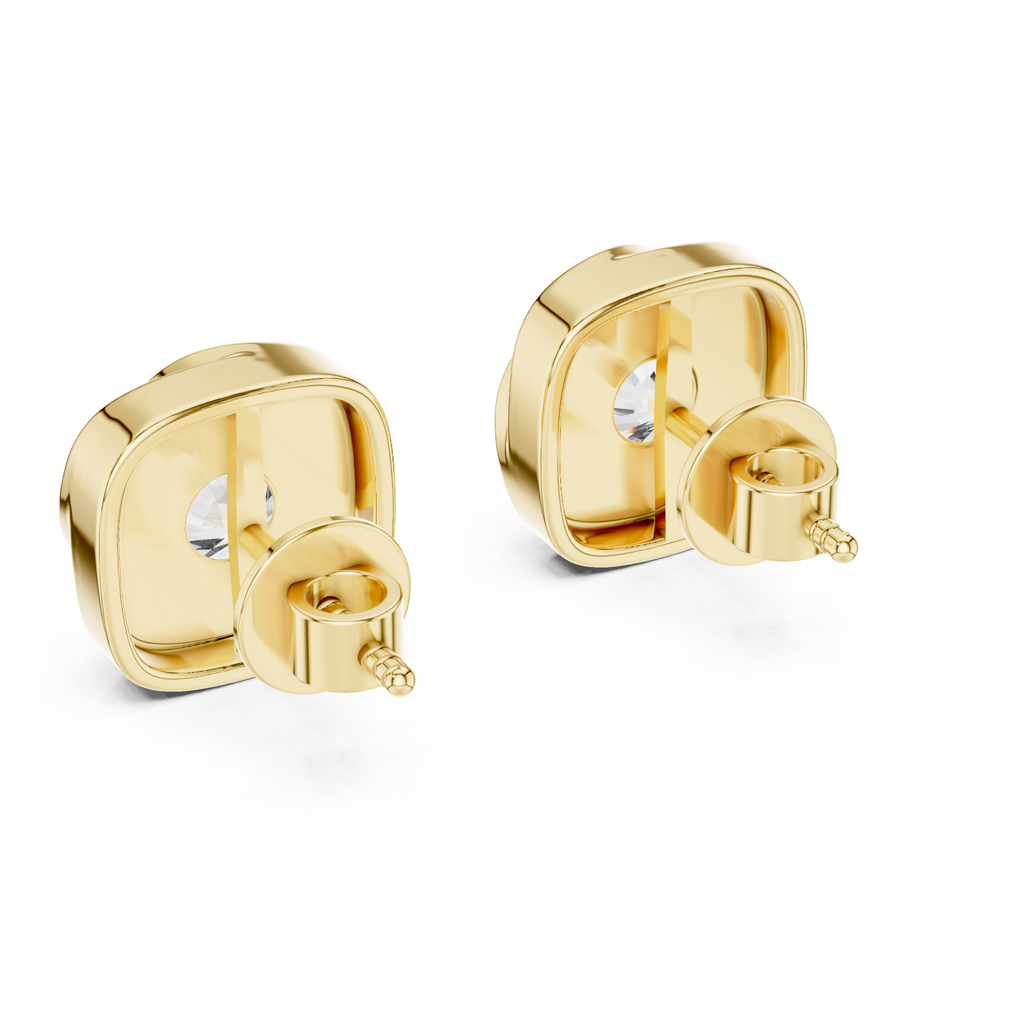 Twist Bezel Round Diamond Stud Earrings