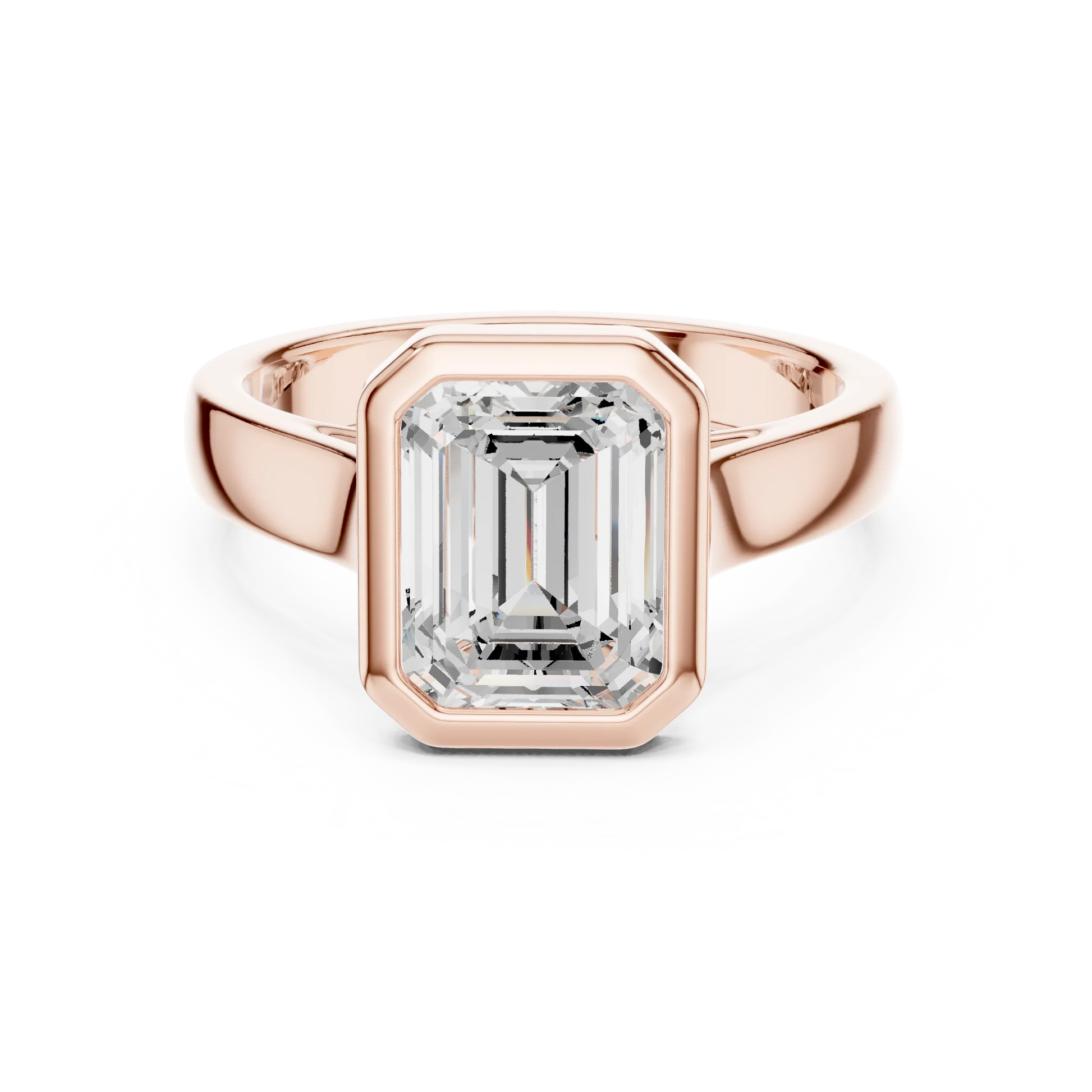 Emerald bezel solitaire ring in rose gold with lab-grown diamond – Australia