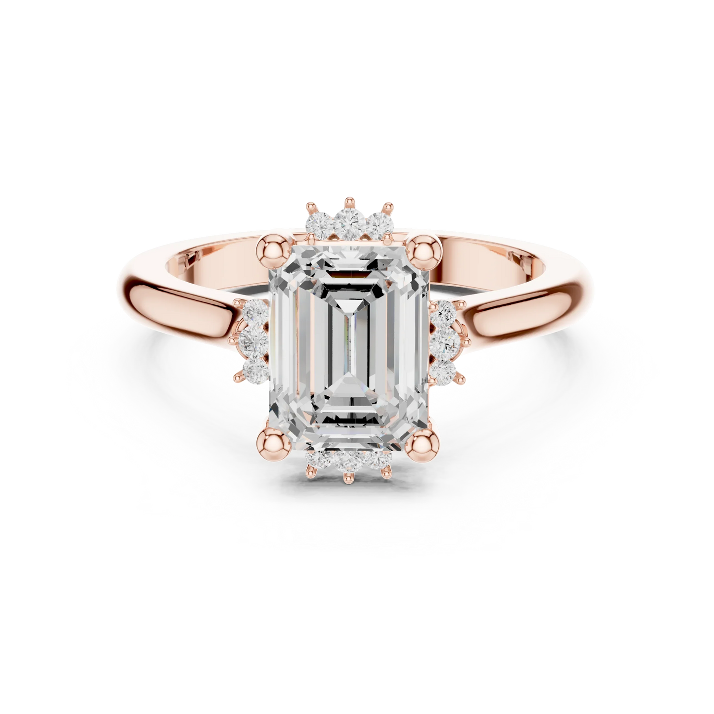 Emerald cluster ring in rose gold with lab-grown emerald 鈥?Australia