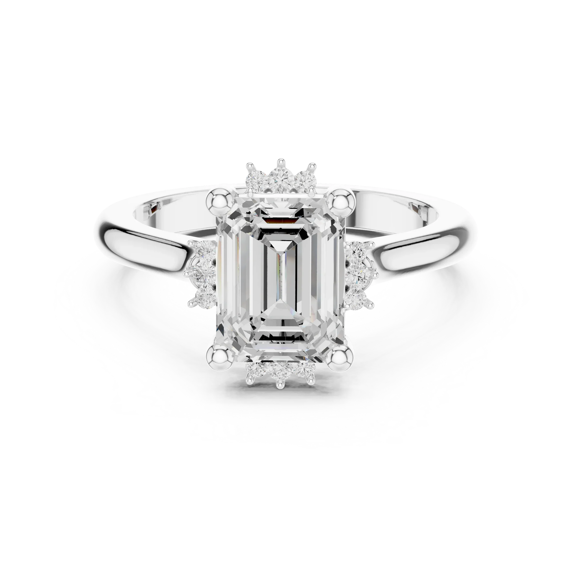 Emerald cluster ring in white gold with lab-grown emerald 鈥?Australia