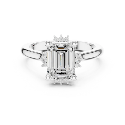 Emerald cluster ring in white gold with lab-grown emerald 鈥?Australia