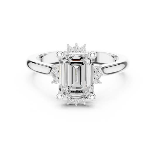 Emerald cluster ring in white gold with lab-grown emerald 鈥?Australia