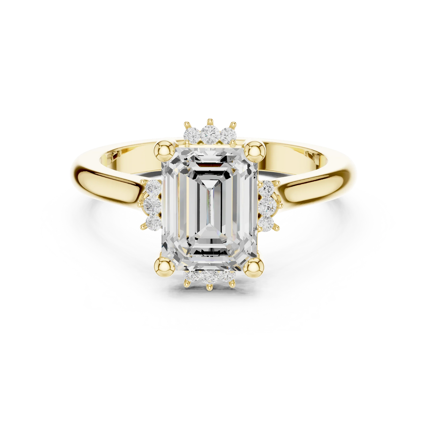 Emerald cluster ring in yellow gold with lab-grown emerald 鈥?Australia