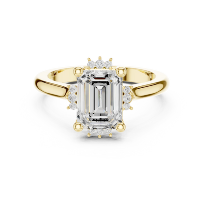 Emerald cluster ring in yellow gold with lab-grown emerald 鈥?Australia