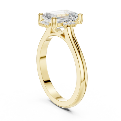 Back side view of yellow gold emerald cluster ring with lab-grown emerald 鈥?Australia