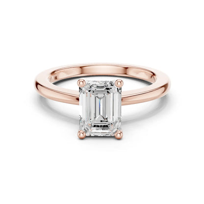 Emerald Elegance Solitaire Diamond Ring
