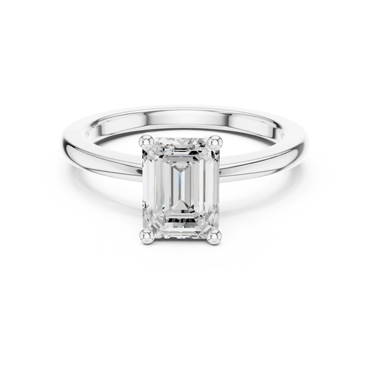 Emerald Elegance Solitaire Diamond Ring