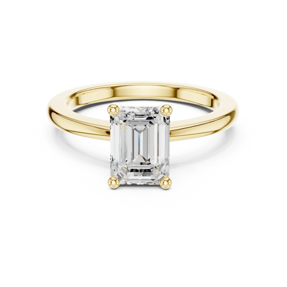 Emerald Elegance Solitaire Diamond Ring