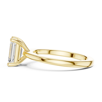Emerald Elegance Solitaire Diamond Ring