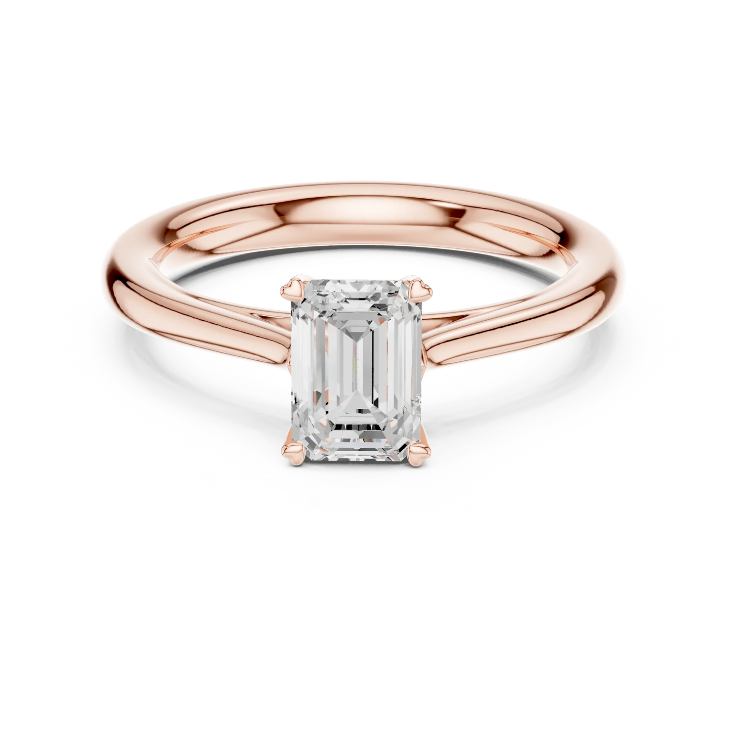 Lab-grown emerald solitaire ring in rose gold with modern romantic tone, Australia collection