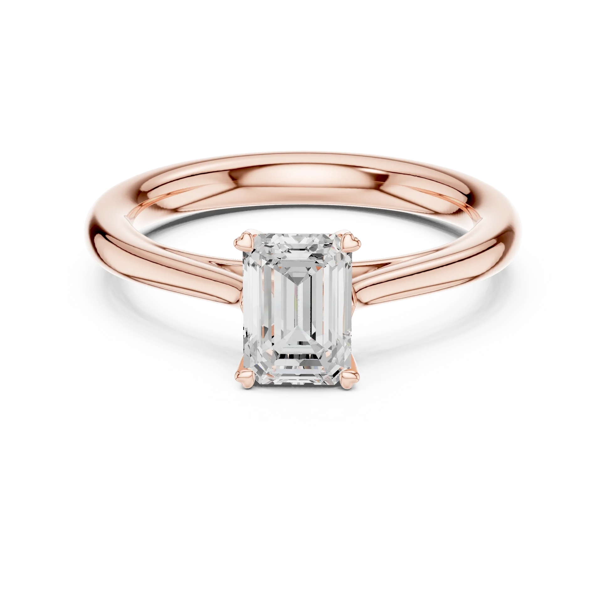 Lab-grown emerald solitaire ring in rose gold with modern romantic tone, Australia collection