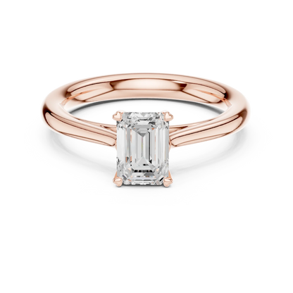 Lab-grown emerald solitaire ring in rose gold with modern romantic tone, Australia collection