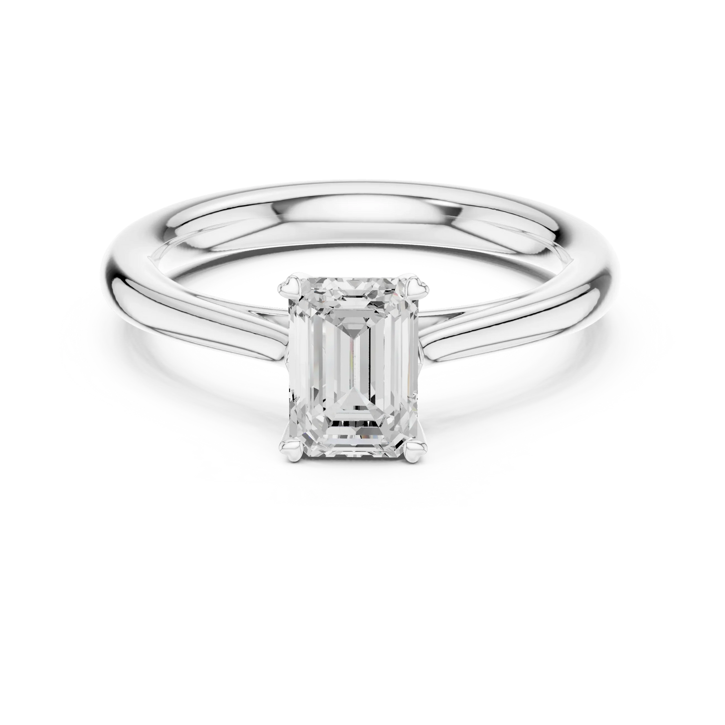 Lab-grown emerald solitaire ring in white gold, elegant and minimal design, Australia collection
