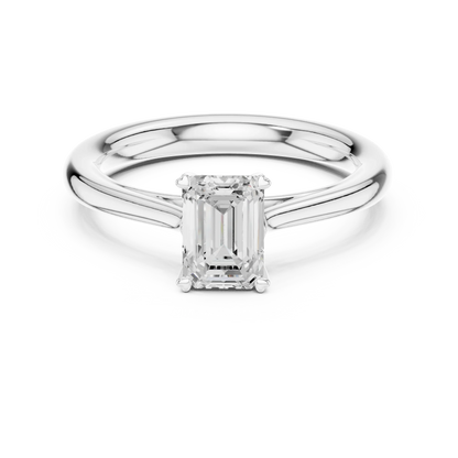 Lab-grown emerald solitaire ring in white gold, elegant and minimal design, Australia collection