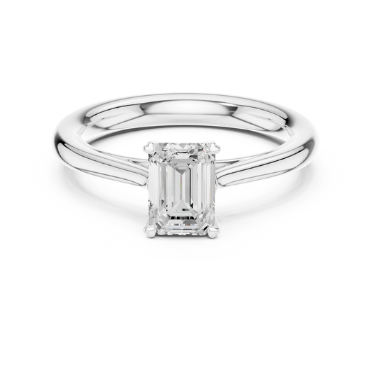 Lab-grown emerald solitaire ring in white gold, elegant and minimal design, Australia collection
