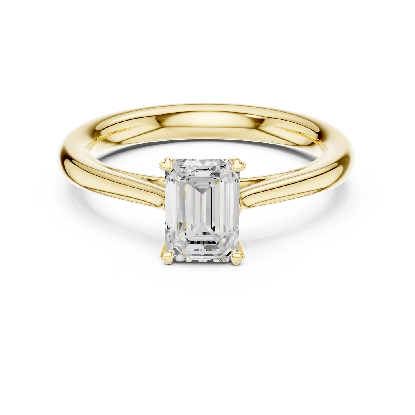 Lab-grown emerald solitaire ring in yellow gold with classic and luxurious finish, Australia collection