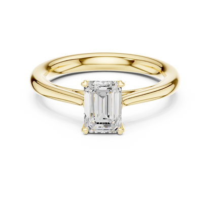 Lab-grown emerald solitaire ring in yellow gold with classic and luxurious finish, Australia collection