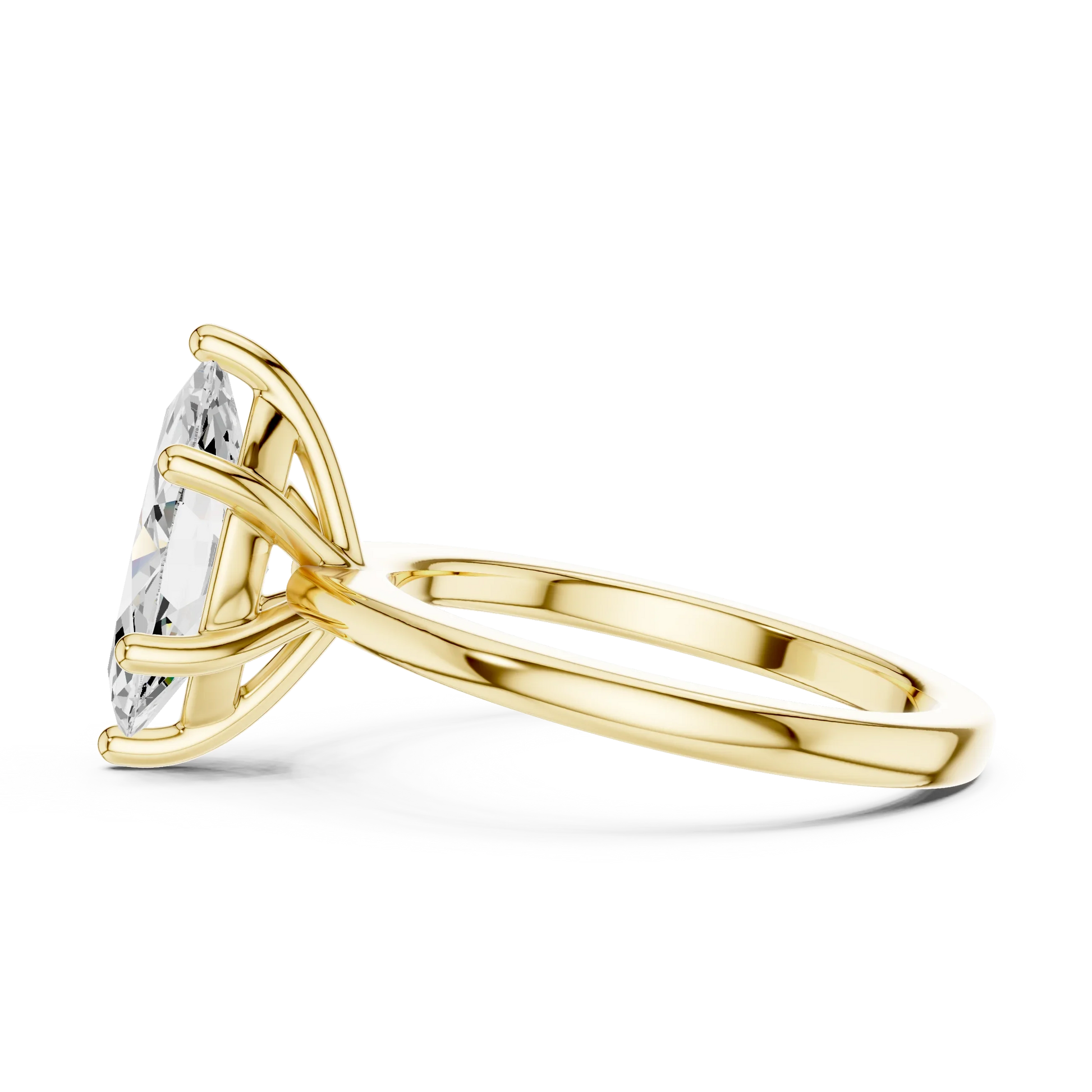 Eternal Marquise Sparkle Diamond Ring Yellow Gold Side View Pavé Setting