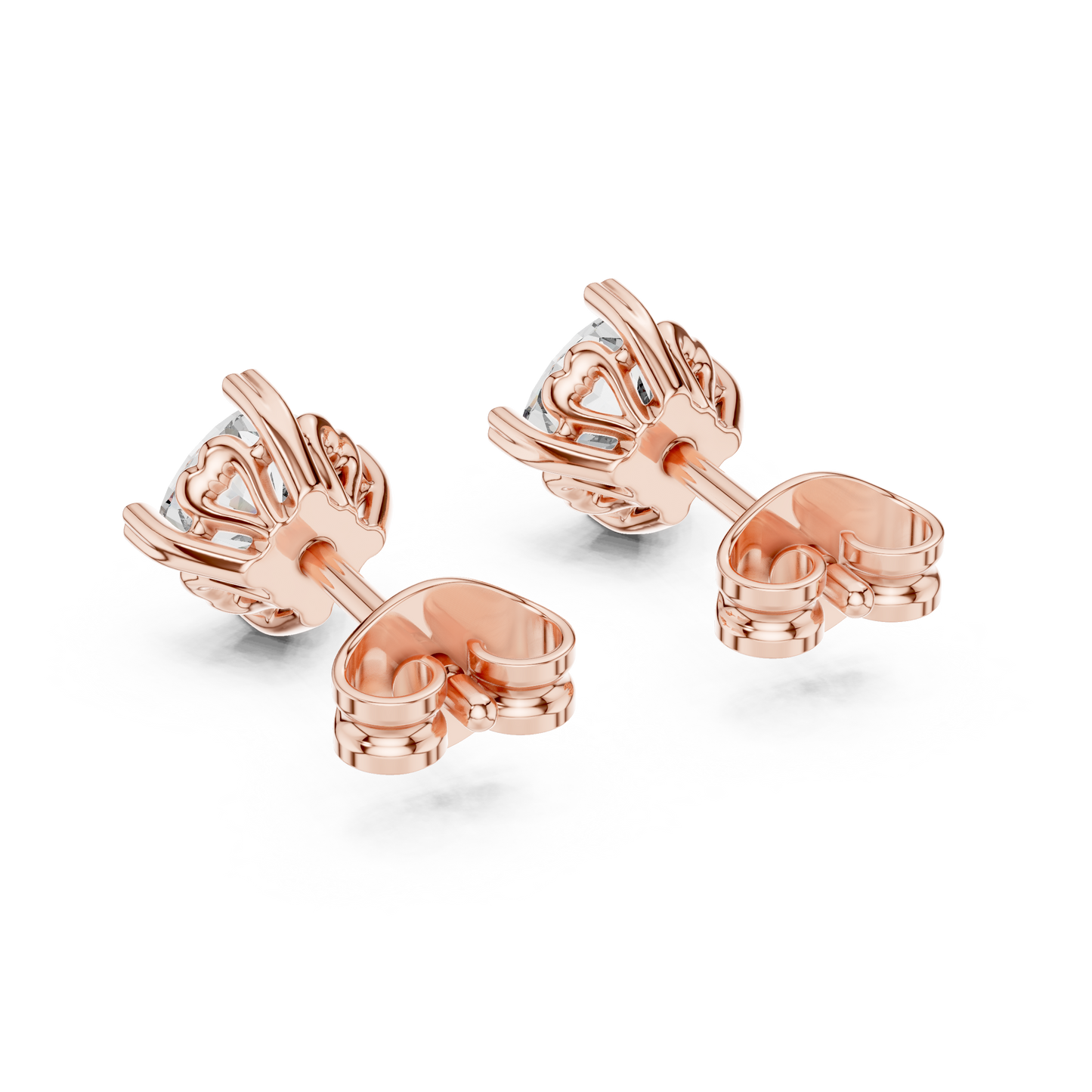 Floral Prong Cushion Diamond Stud Earrings