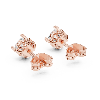 Floral Prong Cushion Diamond Stud Earrings