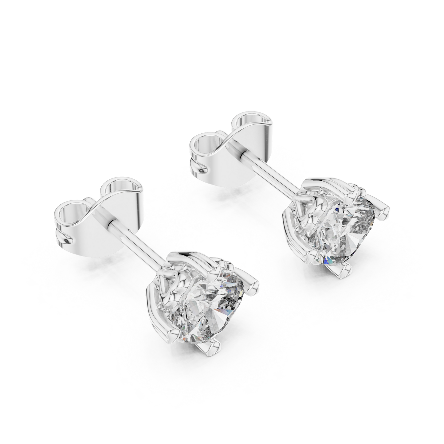 Floral Prong Cushion Diamond Stud Earrings