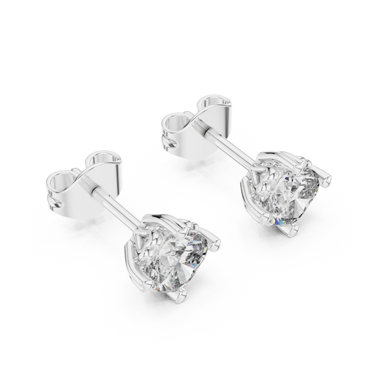 Floral Prong Cushion Diamond Stud Earrings