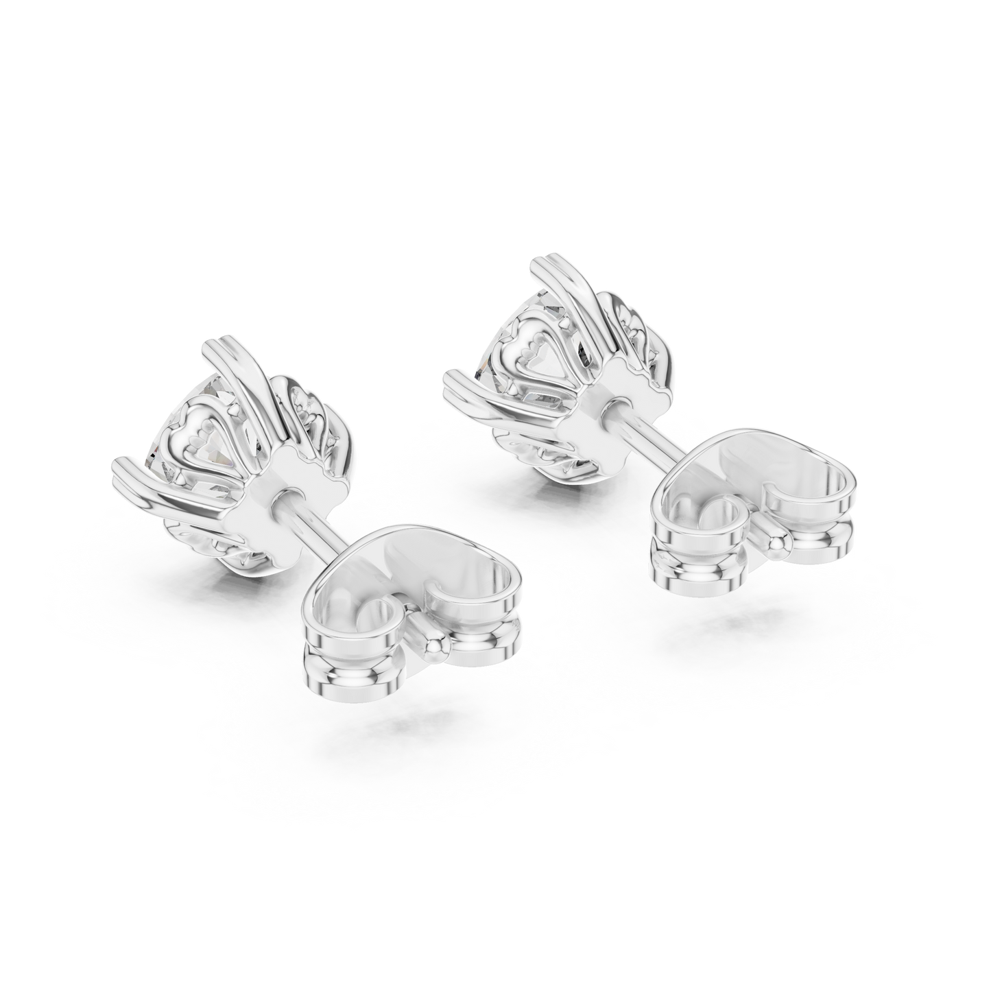 Floral Prong Cushion Diamond Stud Earrings